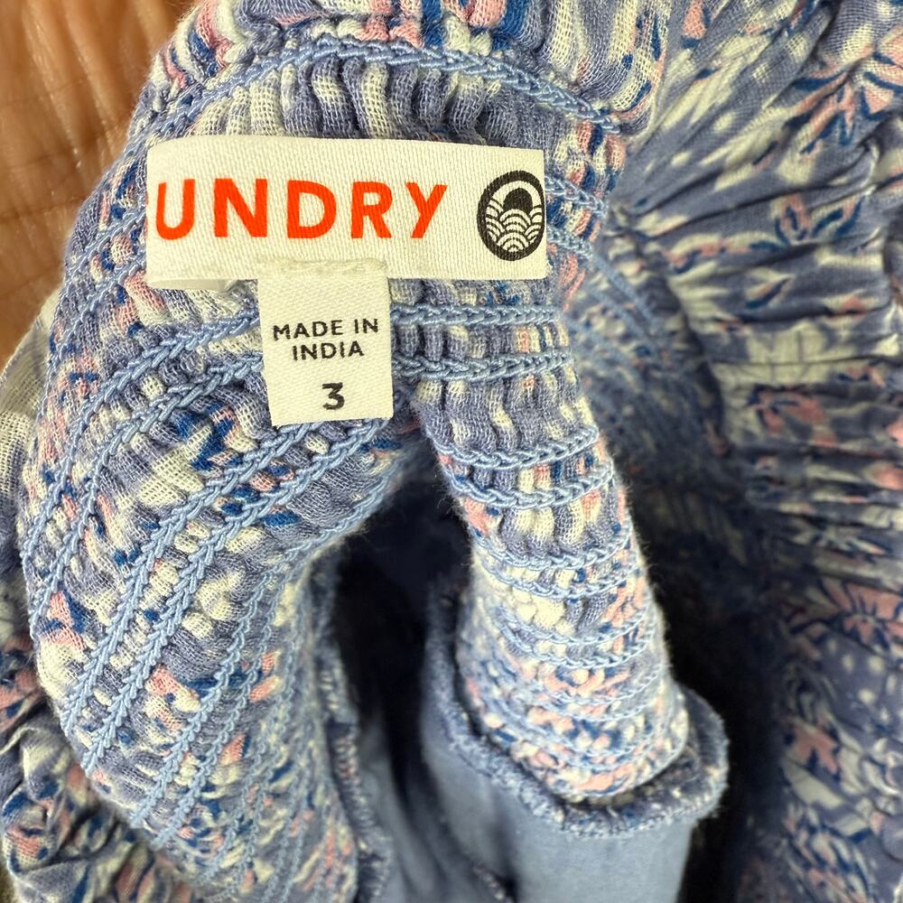 SUNDRY‎ wild floral ruffle skirt in chambray - Picture 4 of 7